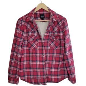 Jachs Girlfriend red plaid flannel top size S/P